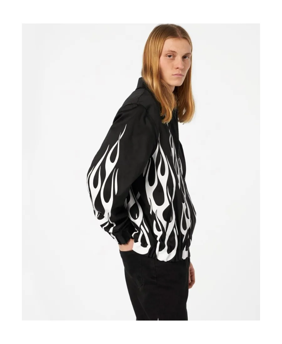 Flame-Print Zipped Jacket