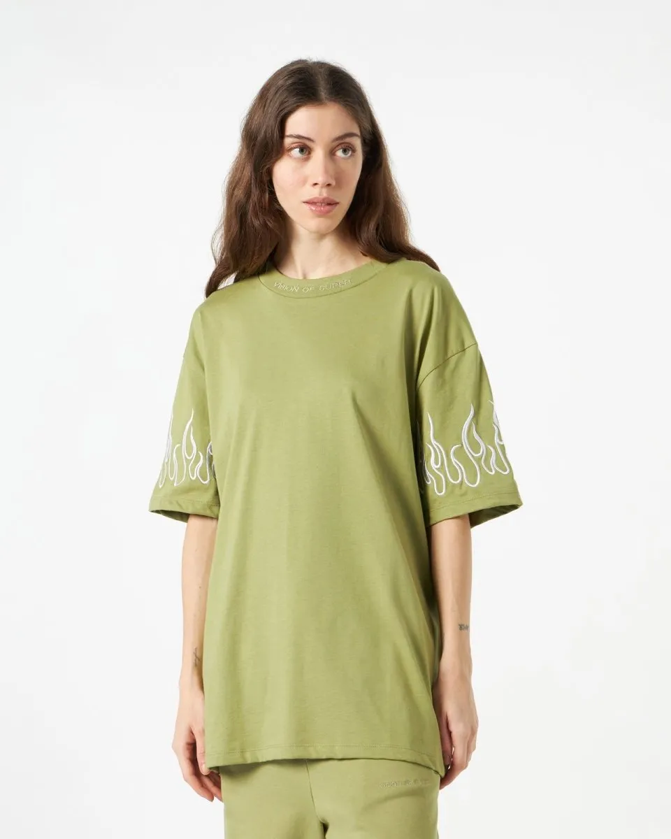 Flame-Embroidered Cotton T-Shirt