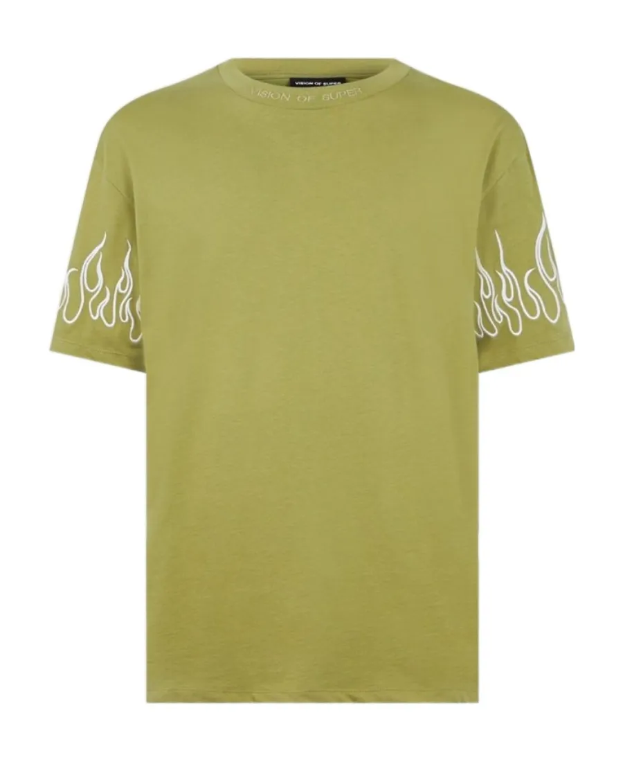 Flame-Embroidered Cotton T-Shirt