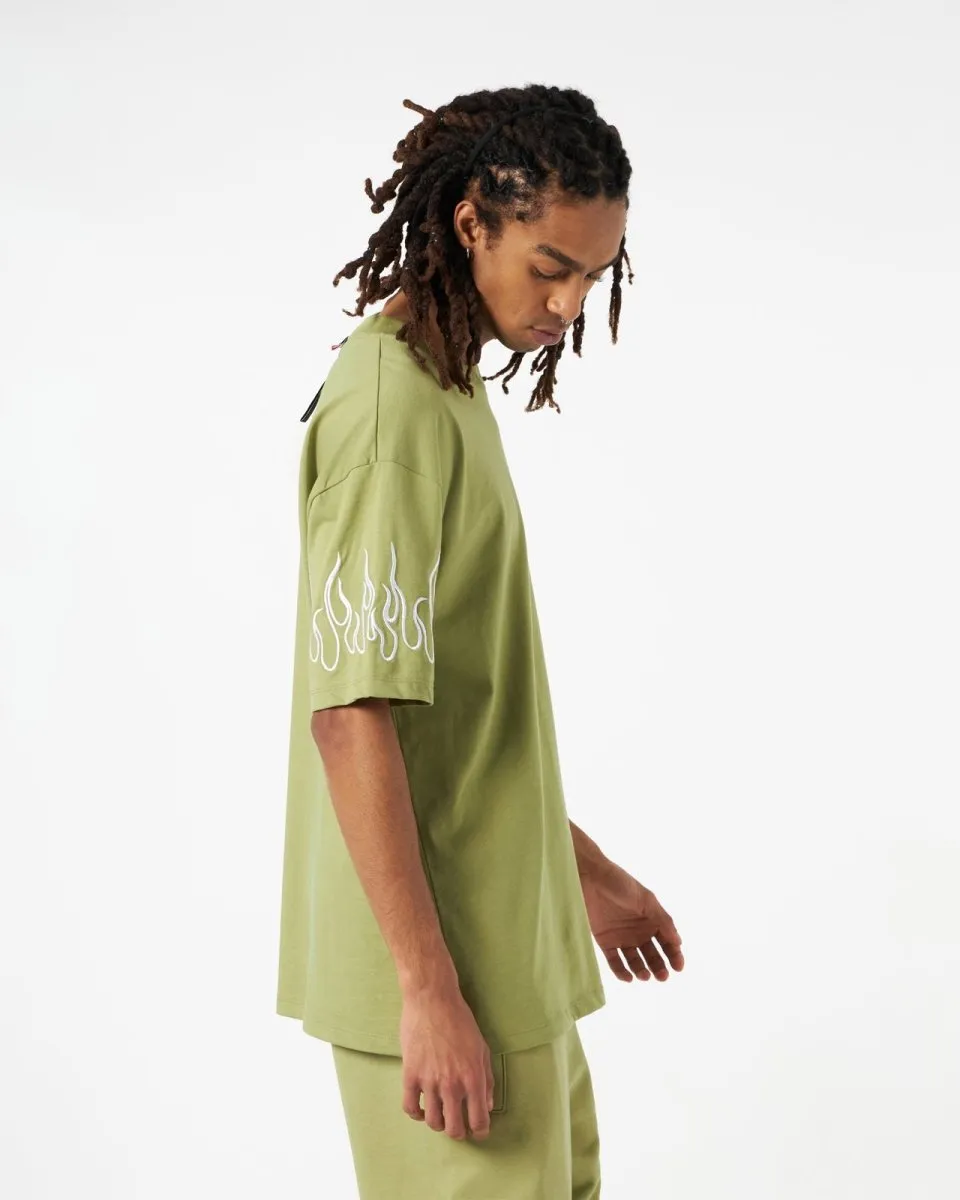 Flame-Embroidered Cotton T-Shirt