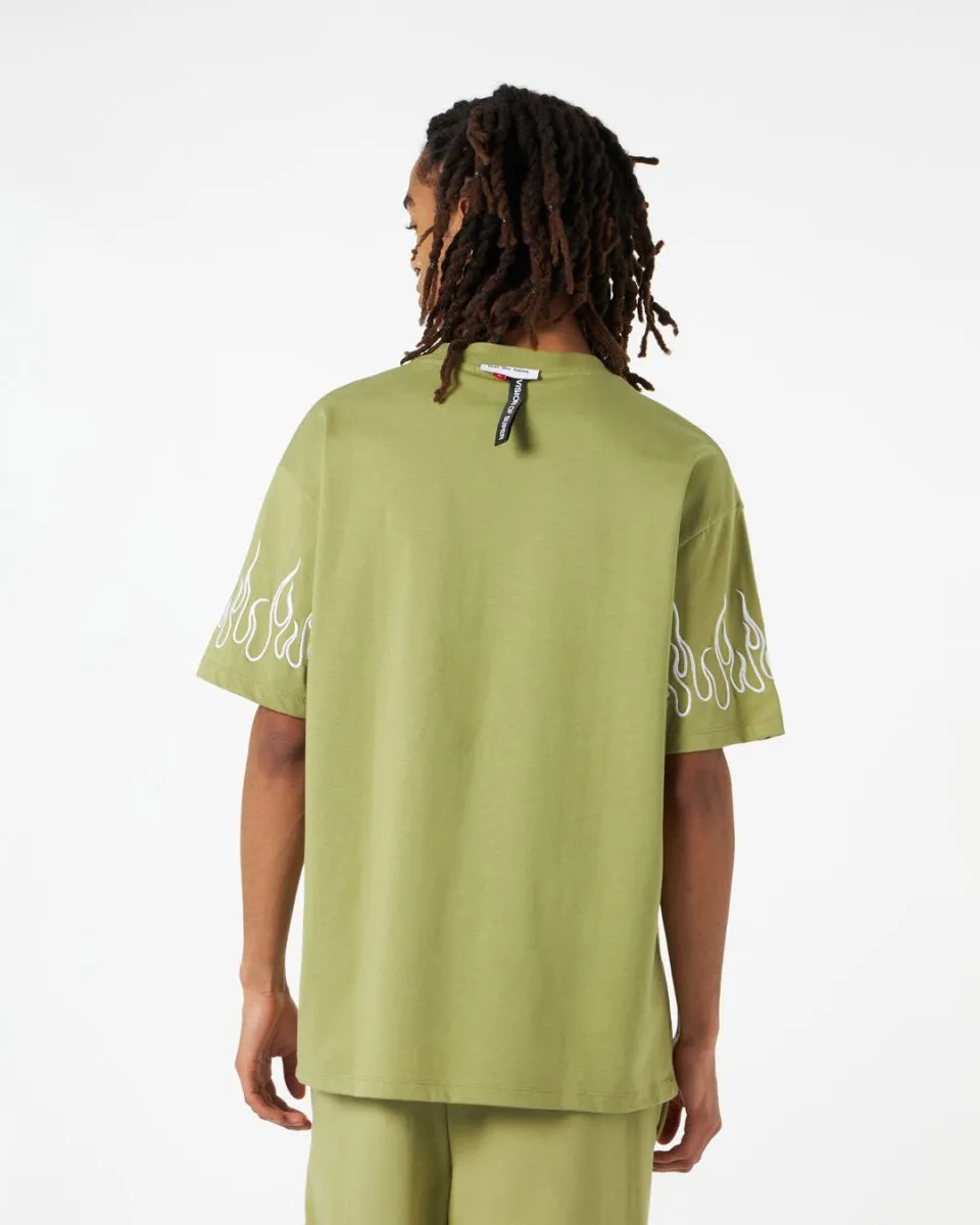 Flame-Embroidered Cotton T-Shirt