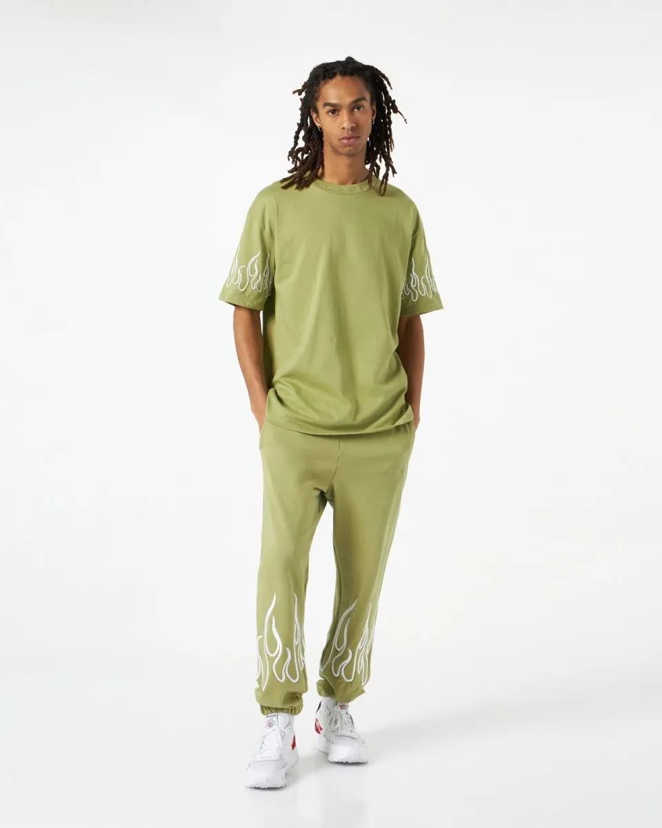 Flame-Embroidered Cotton T-Shirt