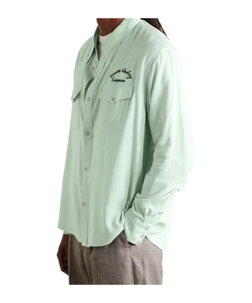 Embroidered Snap-Button Shirt