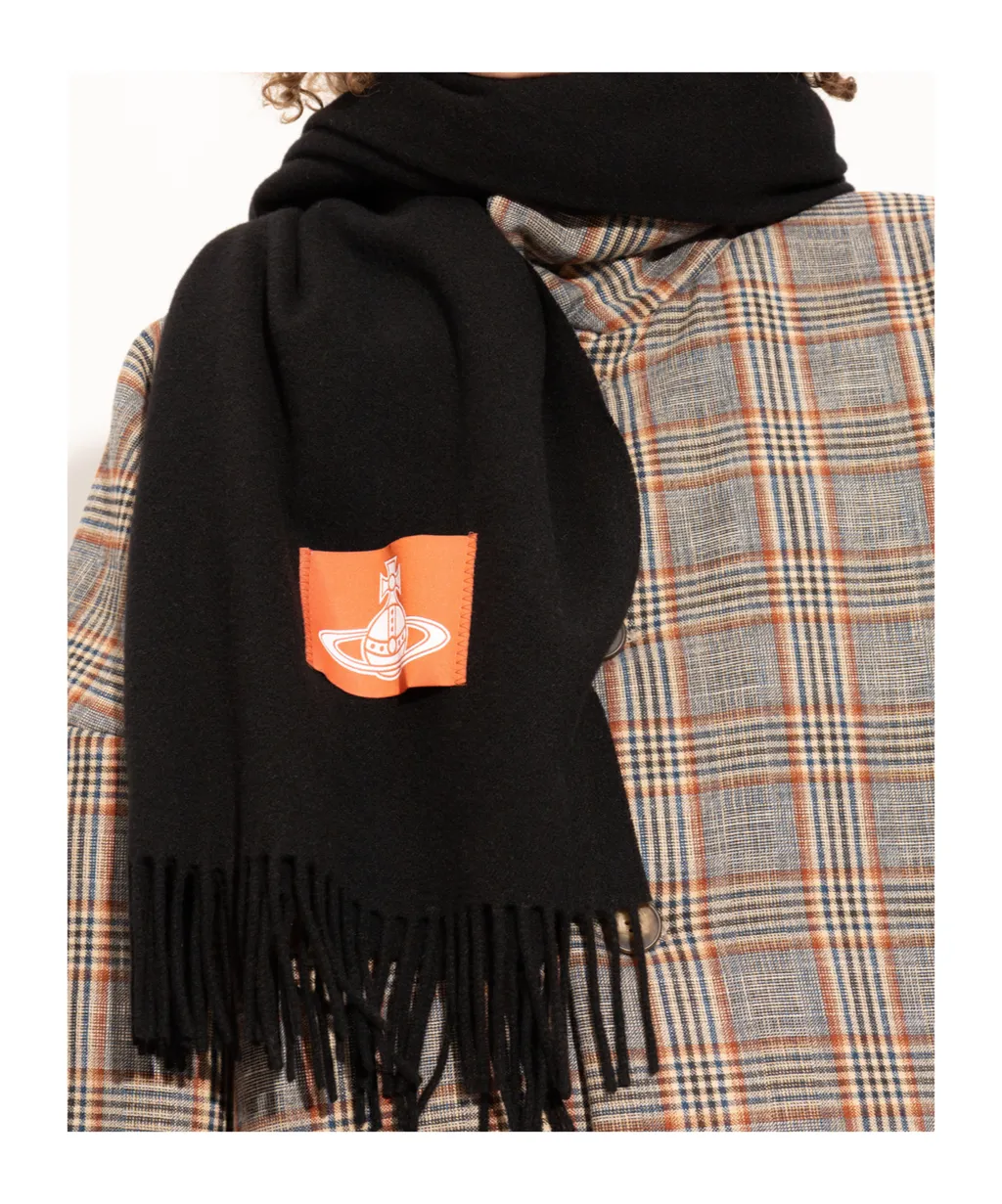Logo-Patch Fringed Scarf