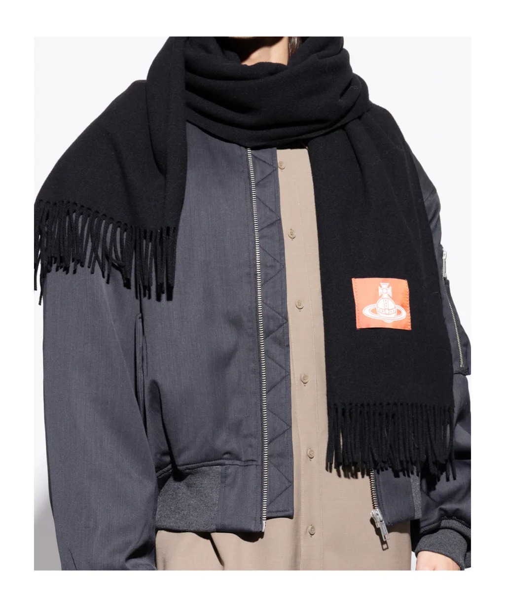 Logo-Patch Fringed Scarf