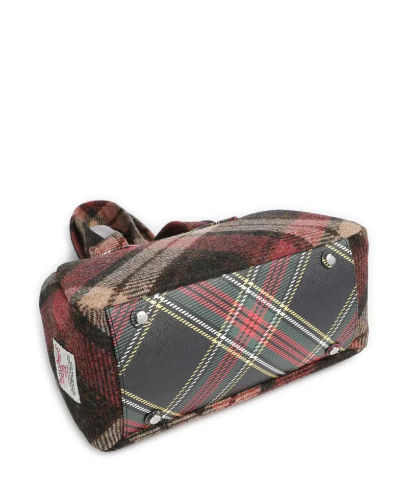 Logo Embroidered Checked Handbag