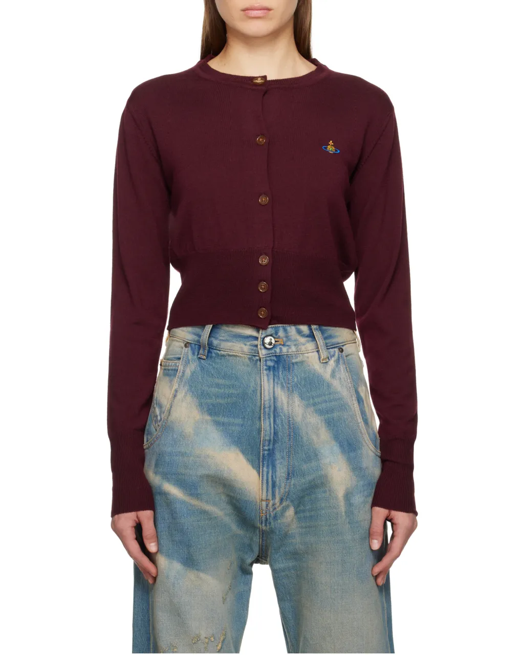 Orb Embroidered Cropped Cardigan
