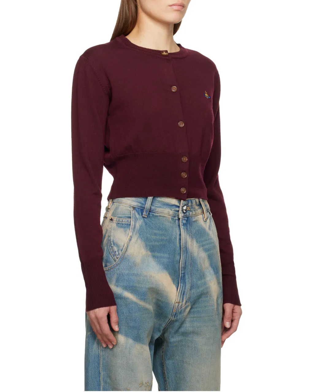 Orb Embroidered Cropped Cardigan