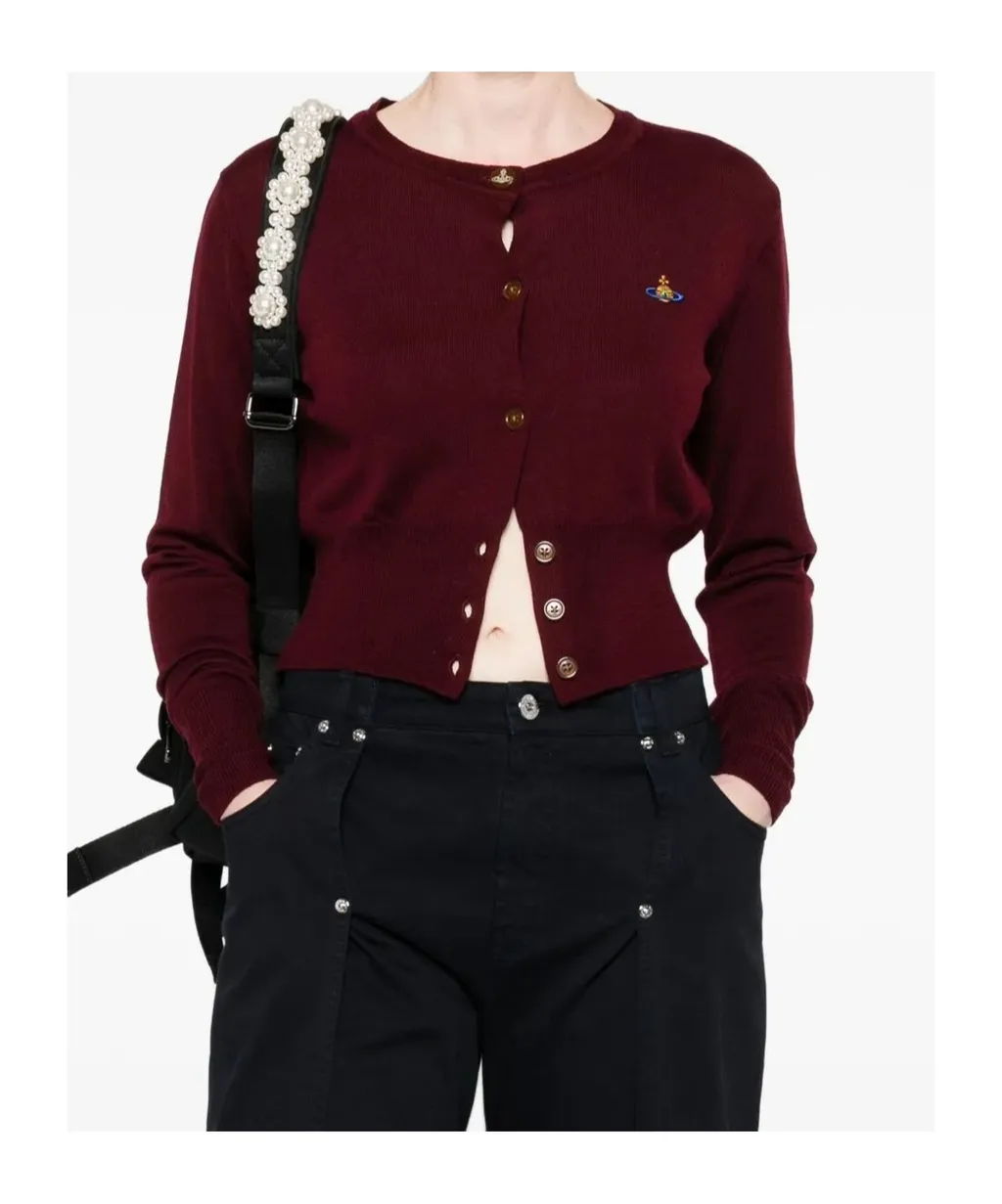 Orb Embroidered Cropped Cardigan