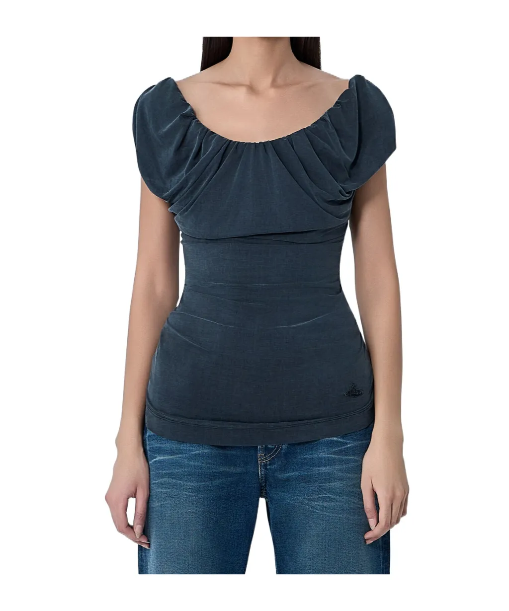 Elasticated Neckline Gathered Top