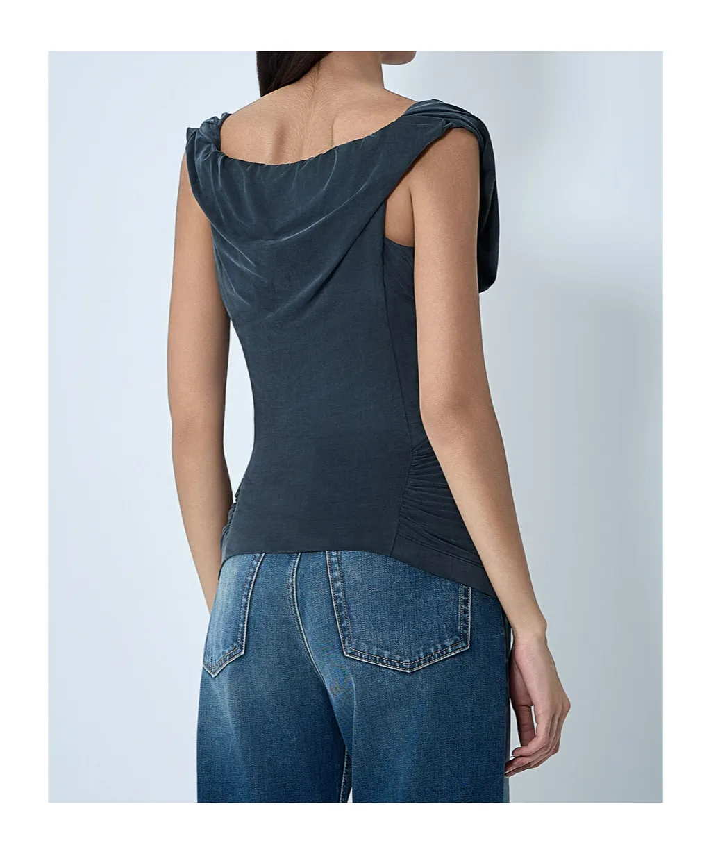 Elasticated Neckline Gathered Top