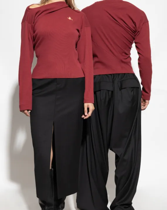 Logo-Embroidered Ribbed Top