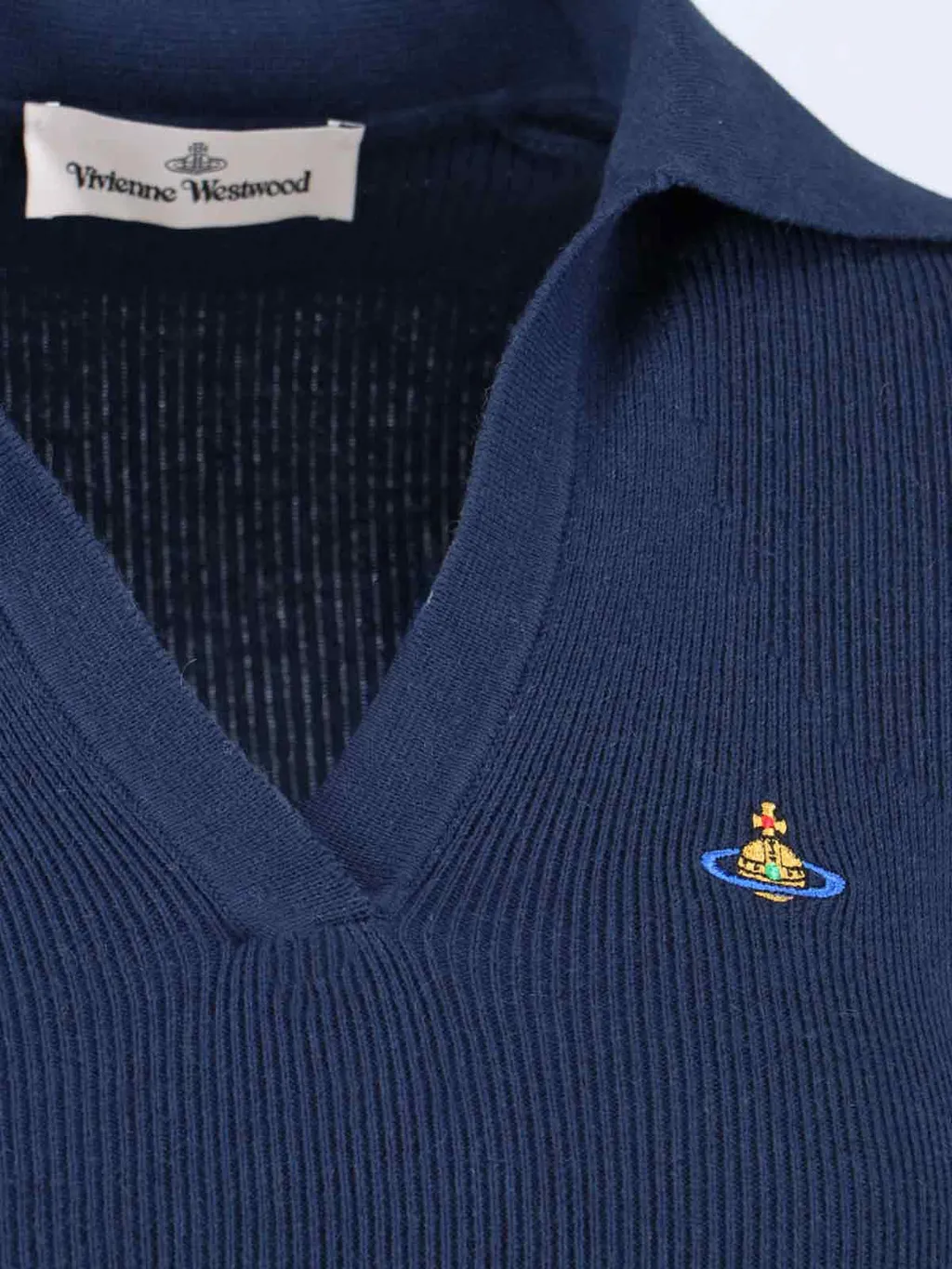 Orb Embroidered Knitted Polo Top
