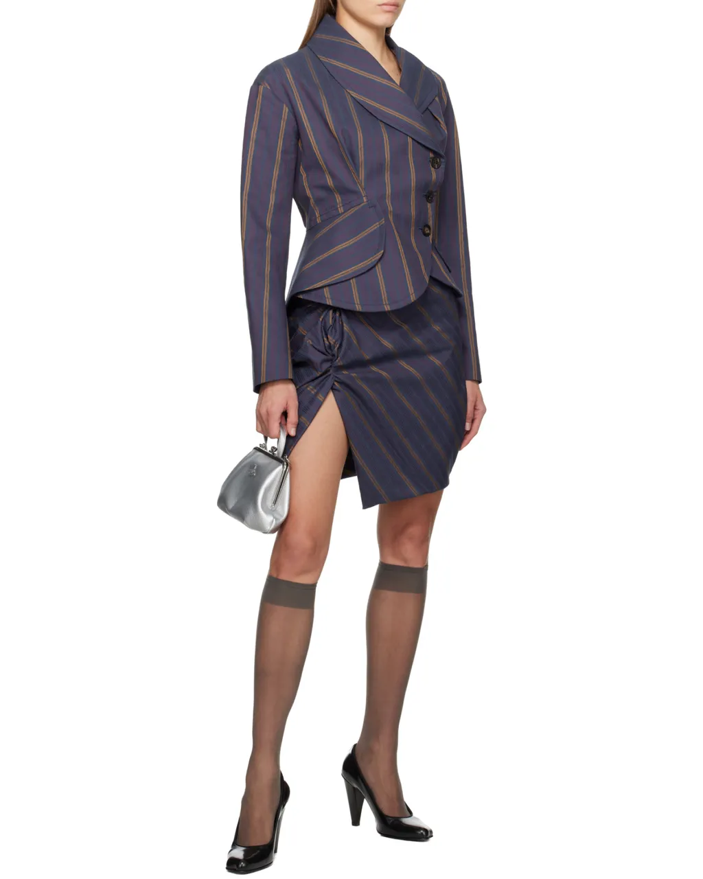 Striped Pleated Skirt