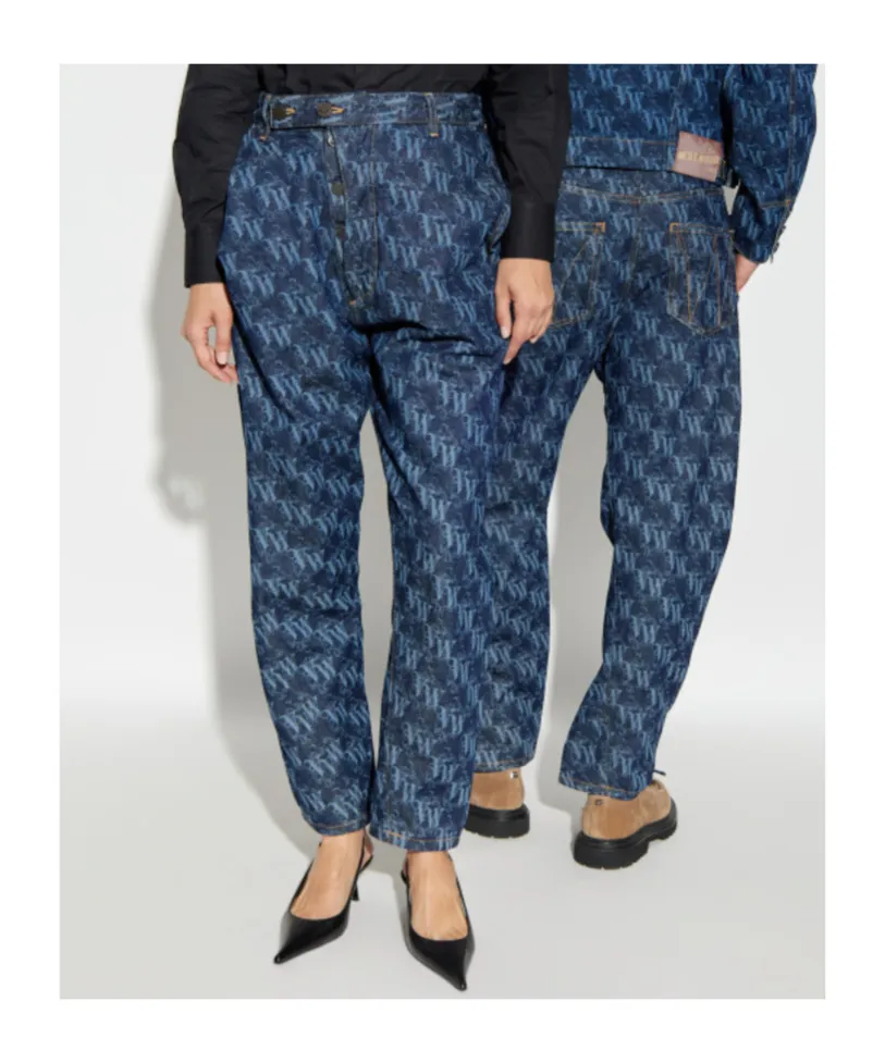 Monogram-Pattern Tapered Jeans
