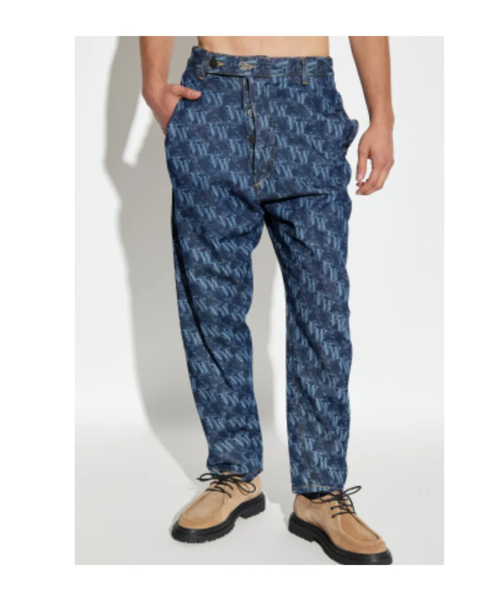 Monogram-Pattern Tapered Jeans