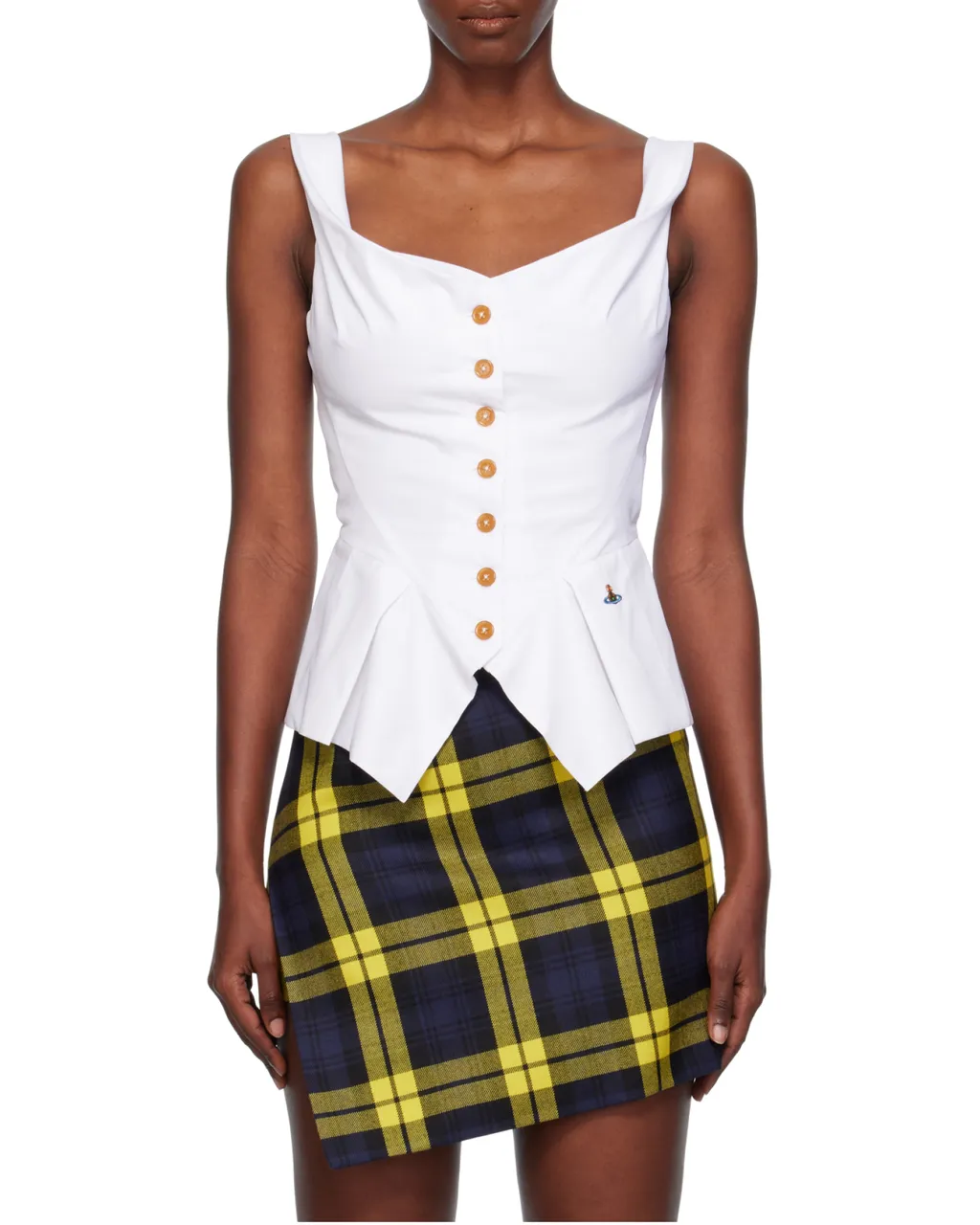 Square-Neck Button Down Top
