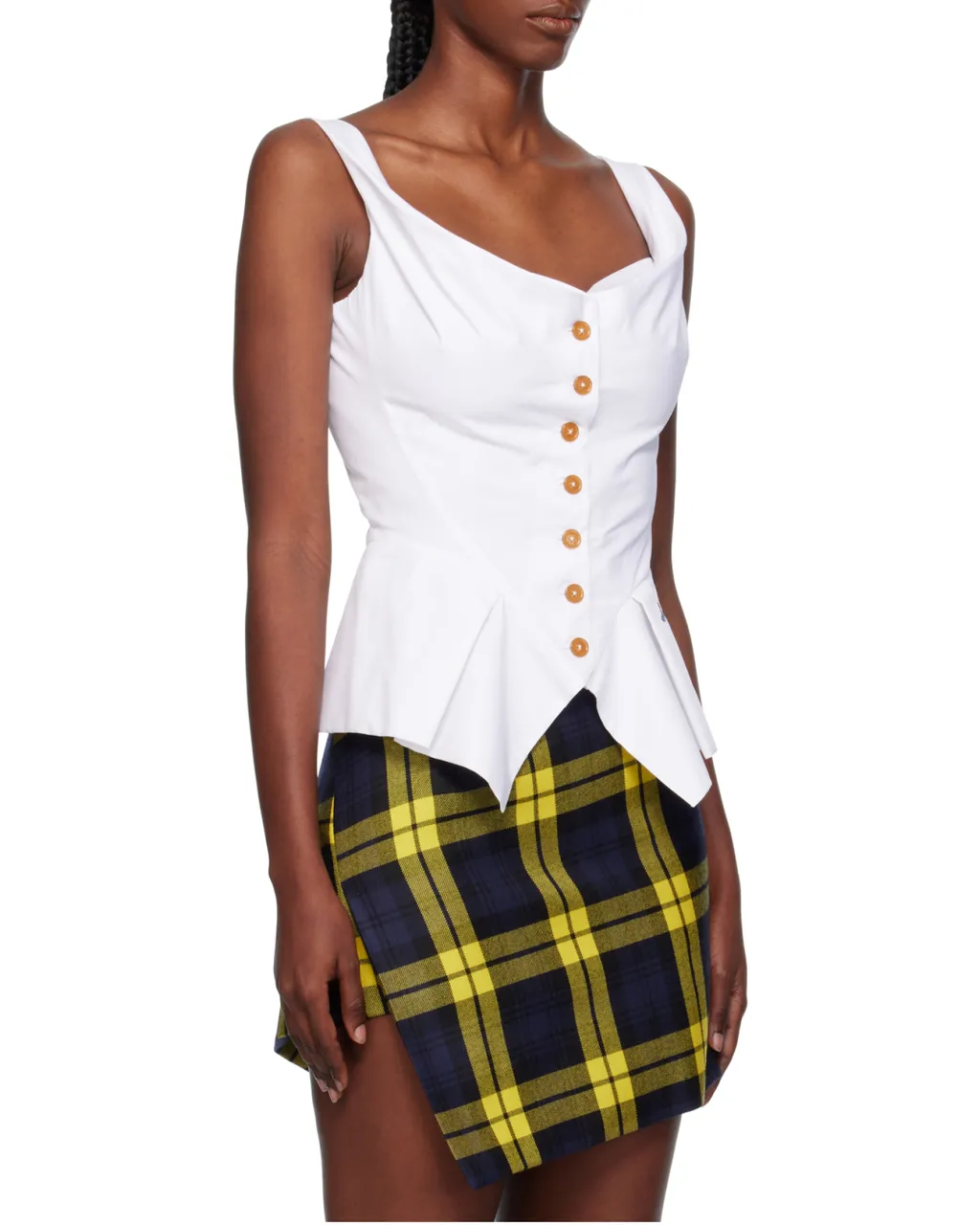 Square-Neck Button Down Top