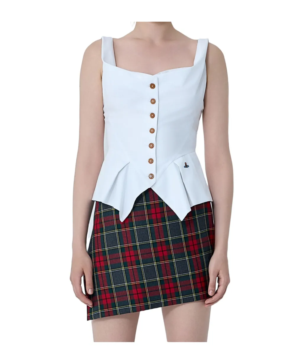 Square-Neck Button Down Top