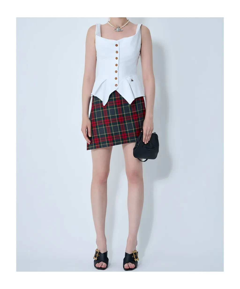 Square-Neck Button Down Top