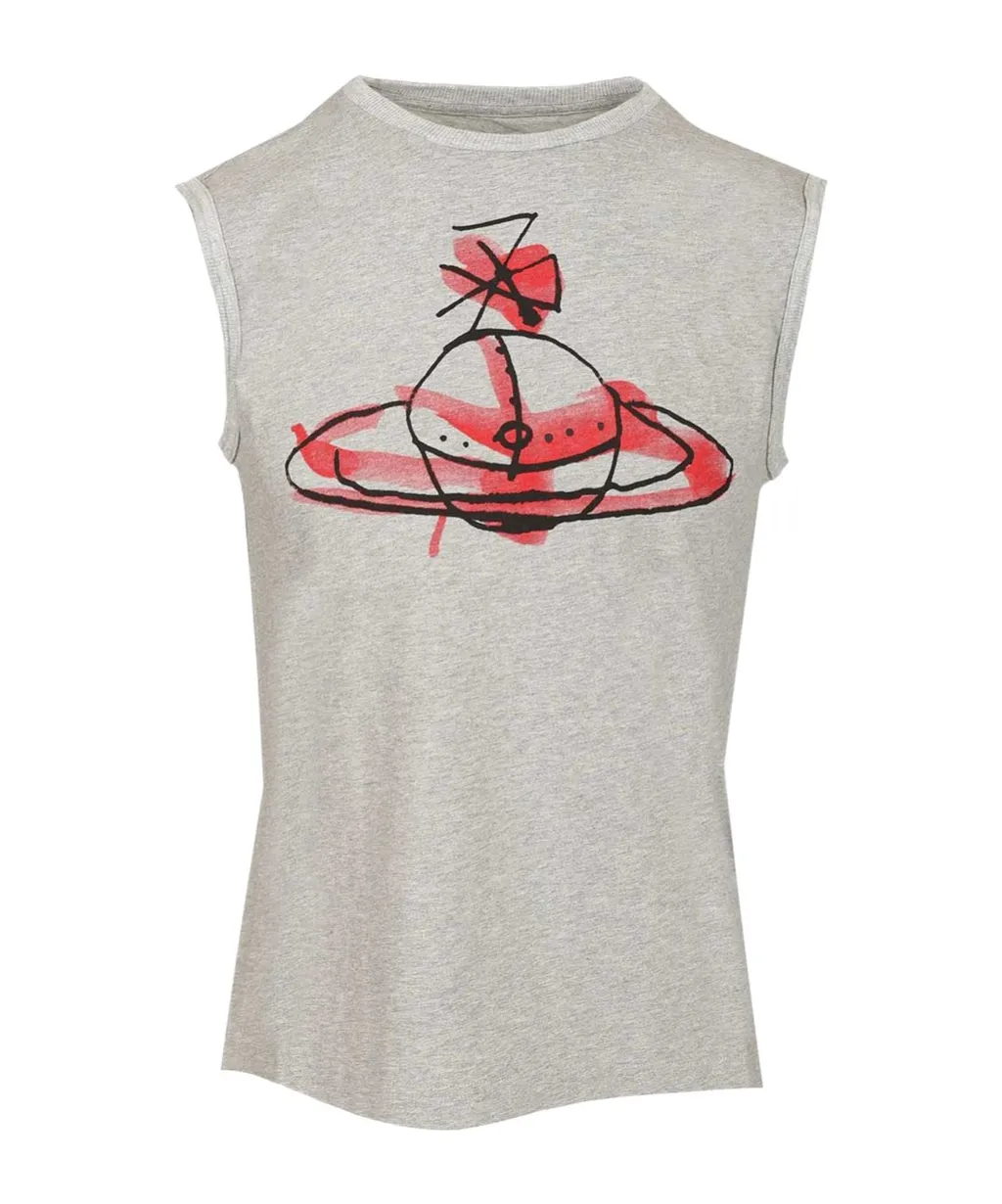Drawn-Orb Sleeveless Top