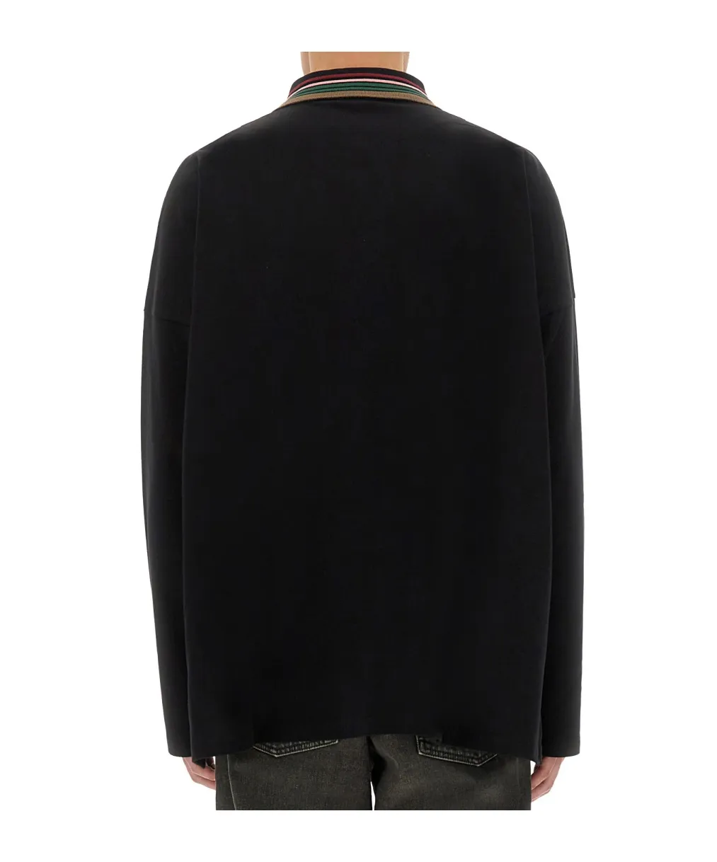 Logo Embroidered Long-Sleeved Polo Shirt