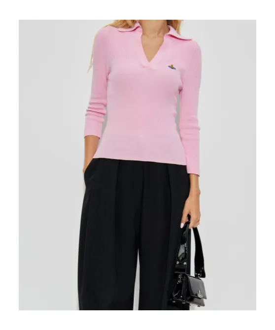 Orb-Embellished Ribbed Top