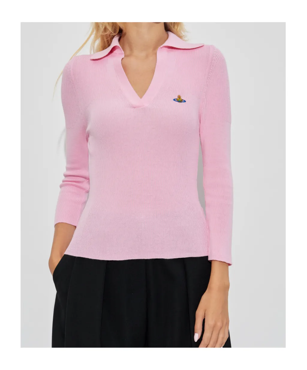 Orb-Embellished Ribbed Top