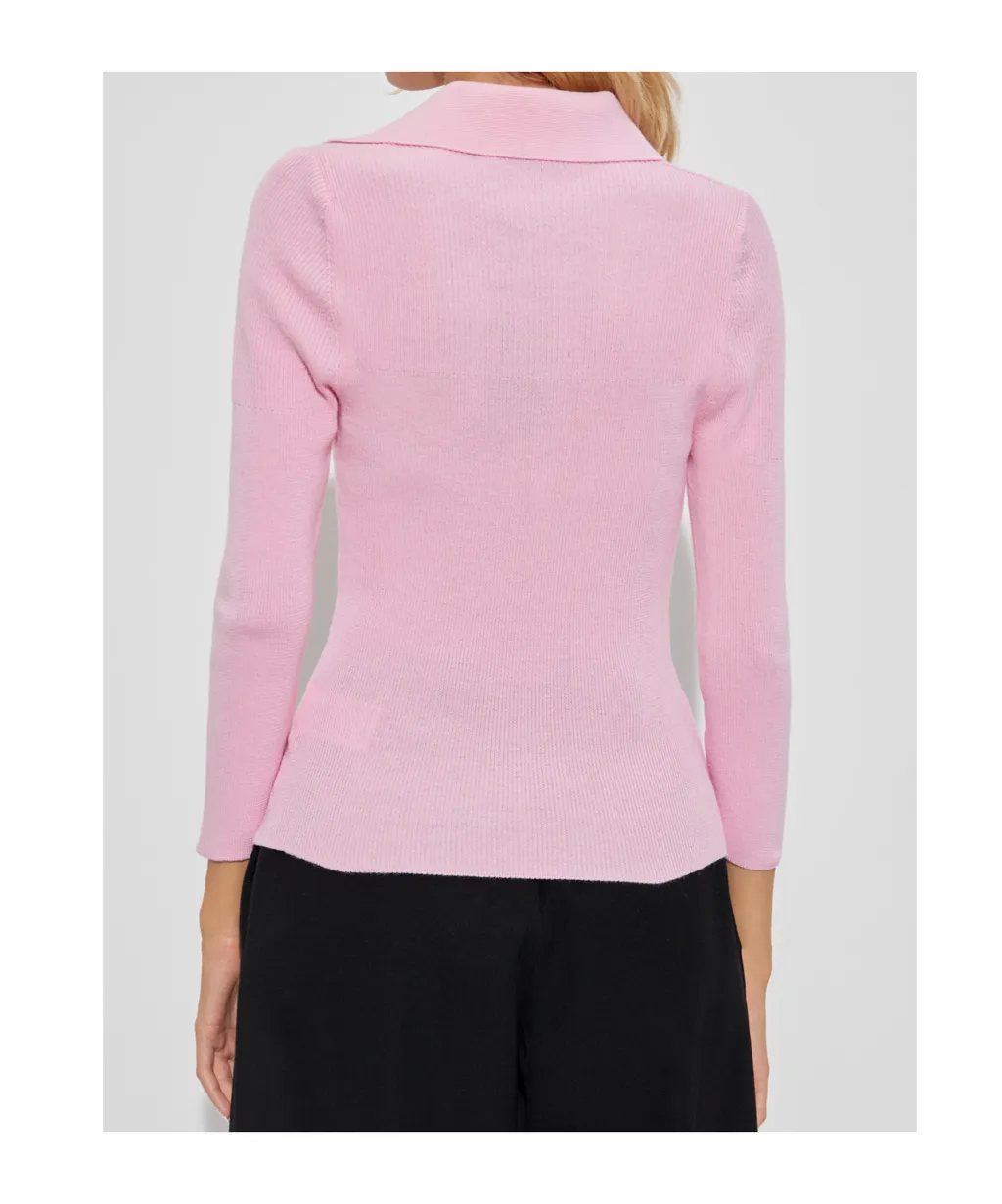 Orb-Embellished Ribbed Top