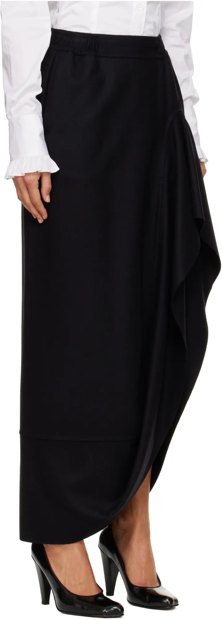 Ruffled Pocketed Asymmetrical Skirt