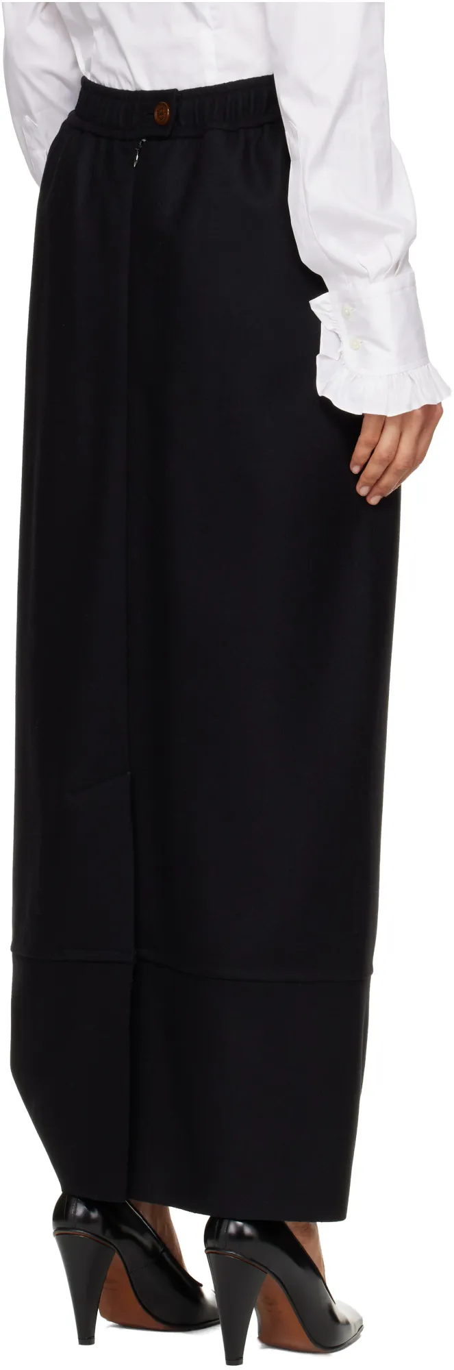 Ruffled Pocketed Asymmetrical Skirt