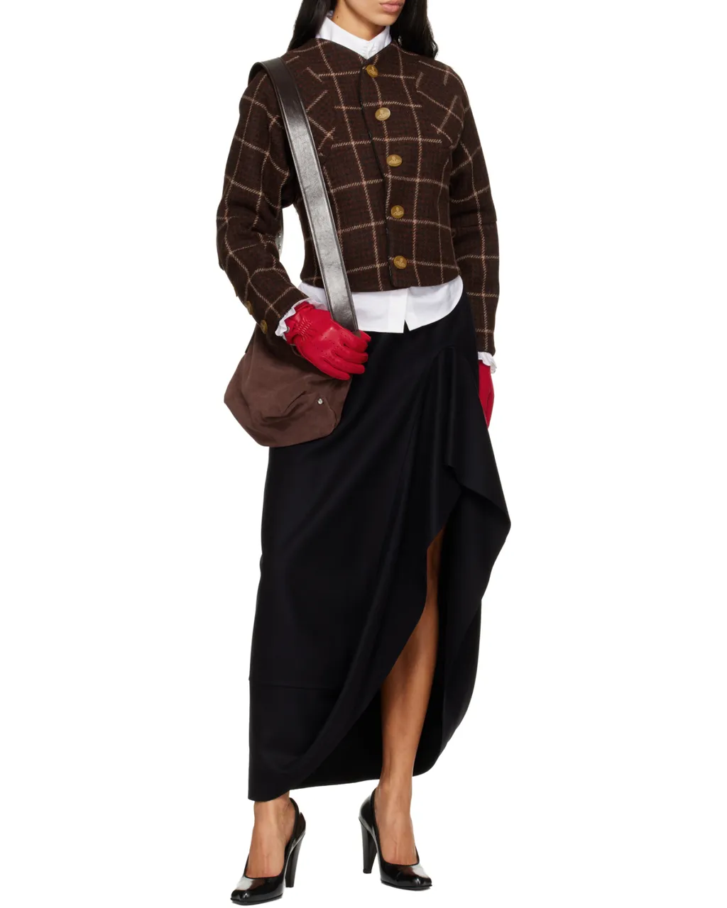 Ruffled Pocketed Asymmetrical Skirt