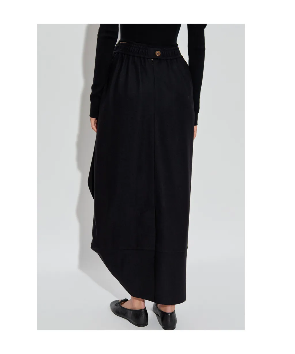 Ruffled Pocketed Asymmetrical Skirt