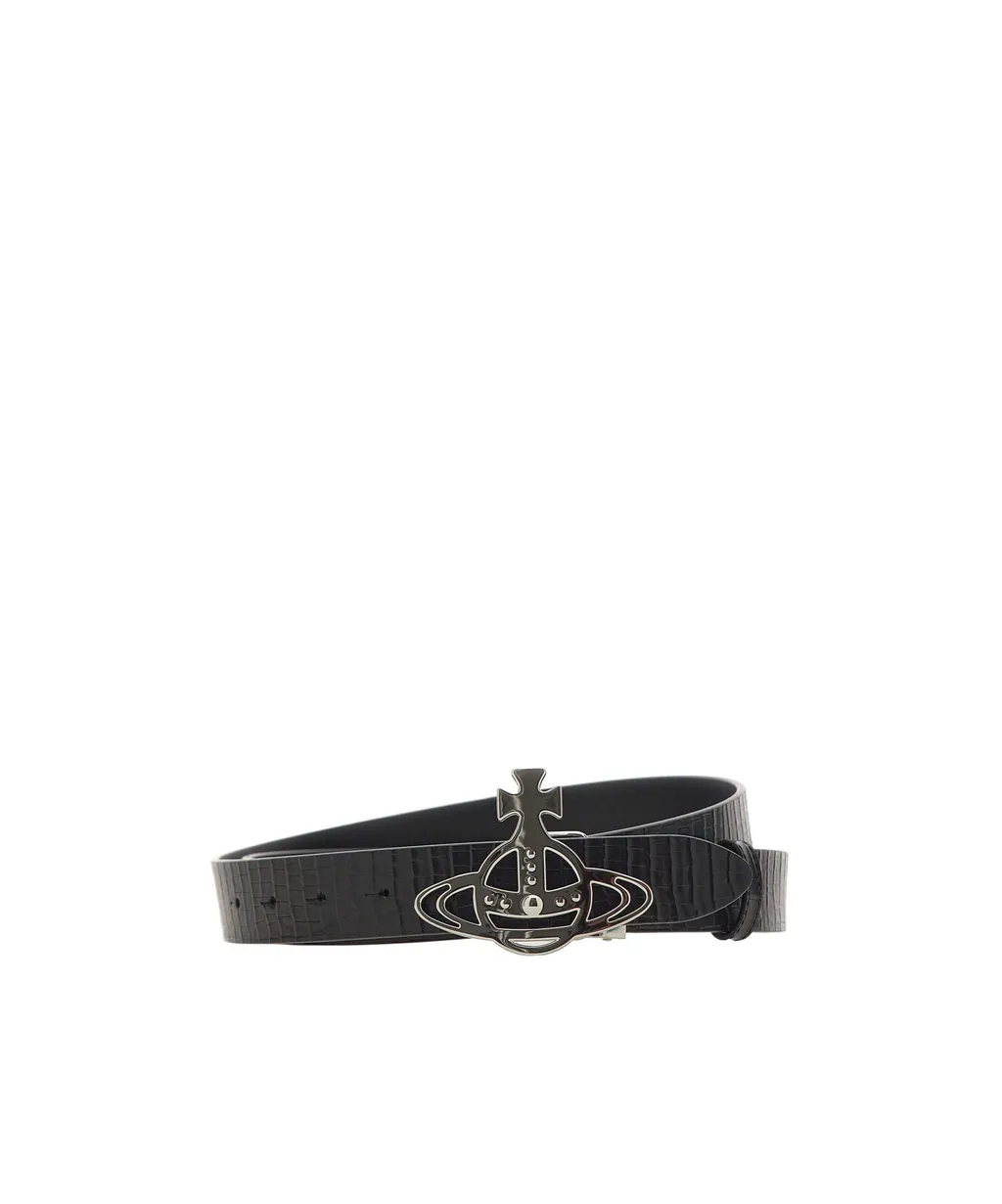 Orb-Buckle Leather Belt