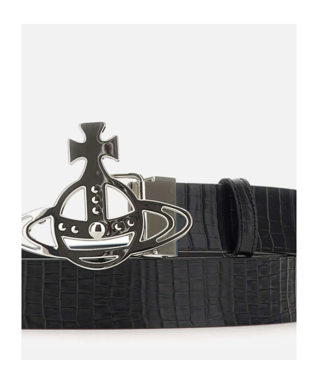 Orb-Buckle Leather Belt