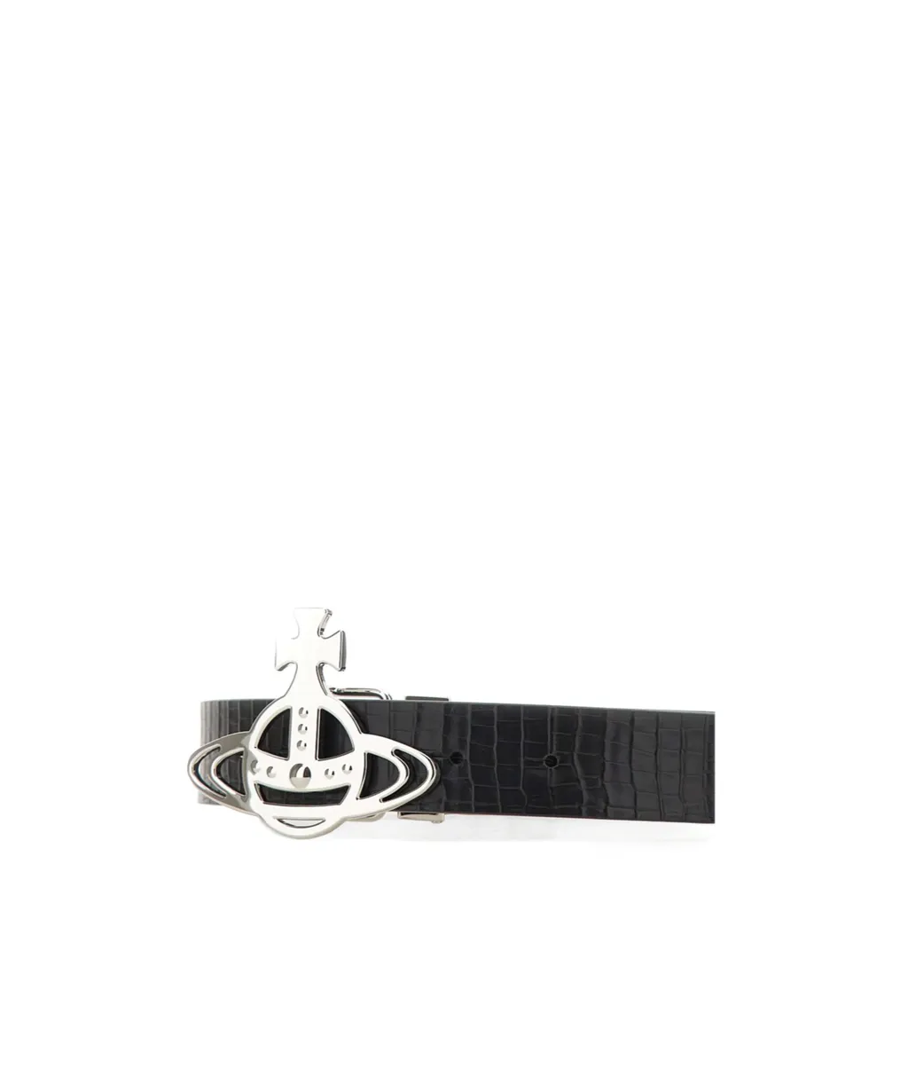 Orb-Buckle Leather Belt