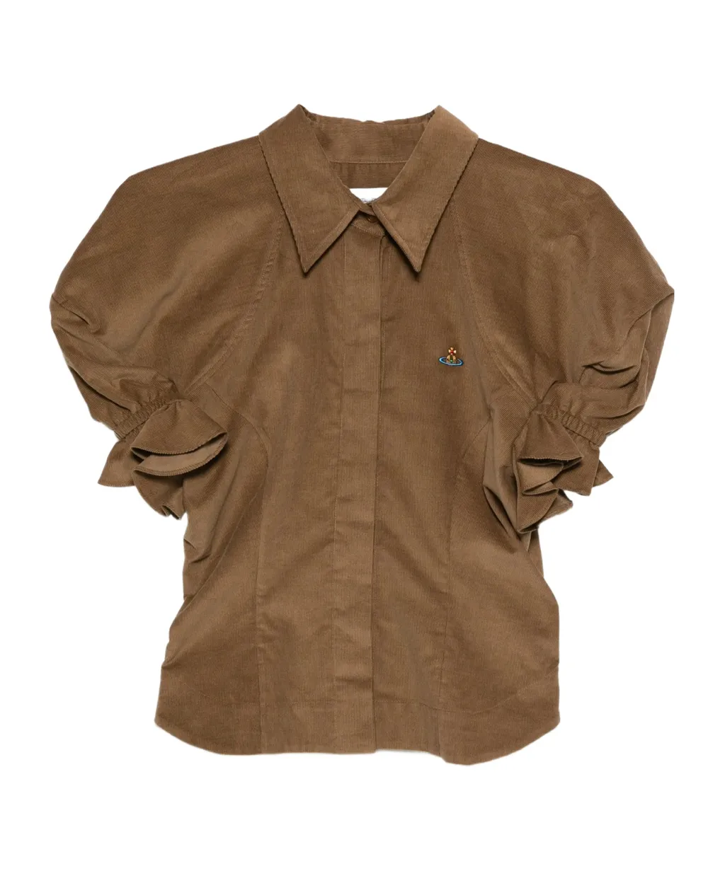 Ruffled-Sleeve Cotton Top
