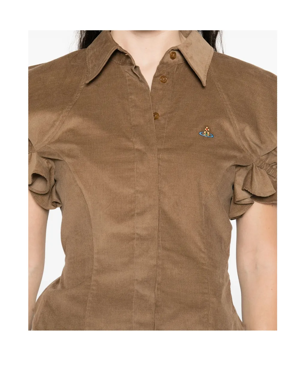 Ruffled-Sleeve Cotton Top