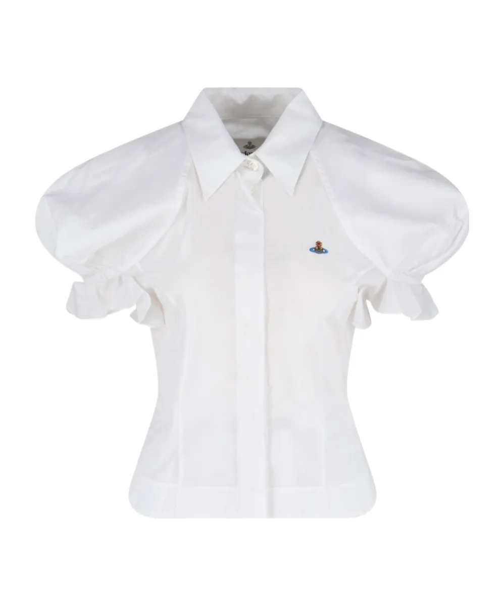 Logo Embroidered Ruffled Top