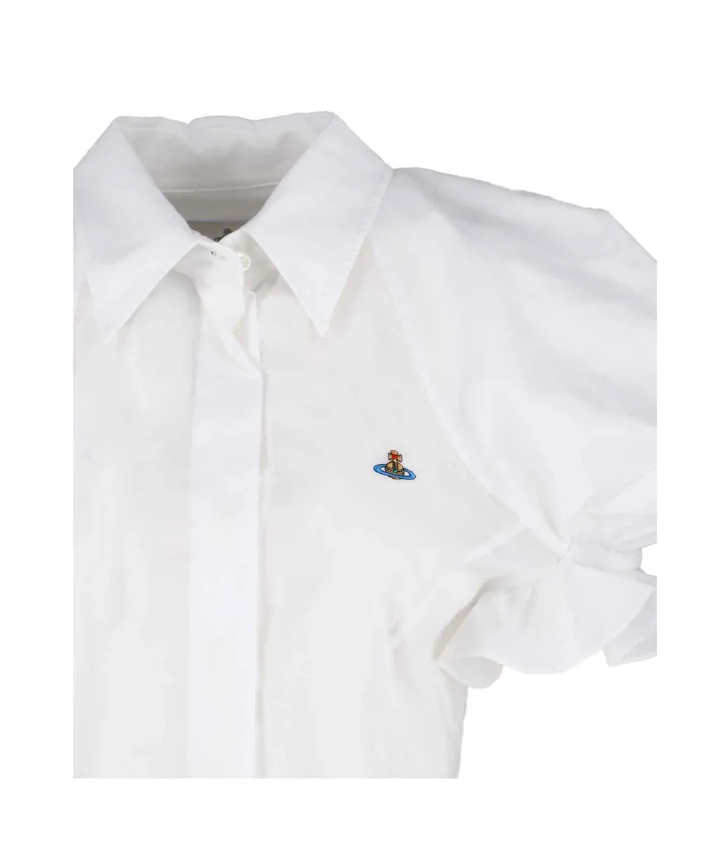 Logo Embroidered Ruffled Top