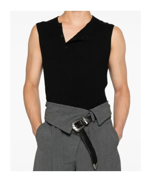 Tegan Ribbed Button-Placket Vest