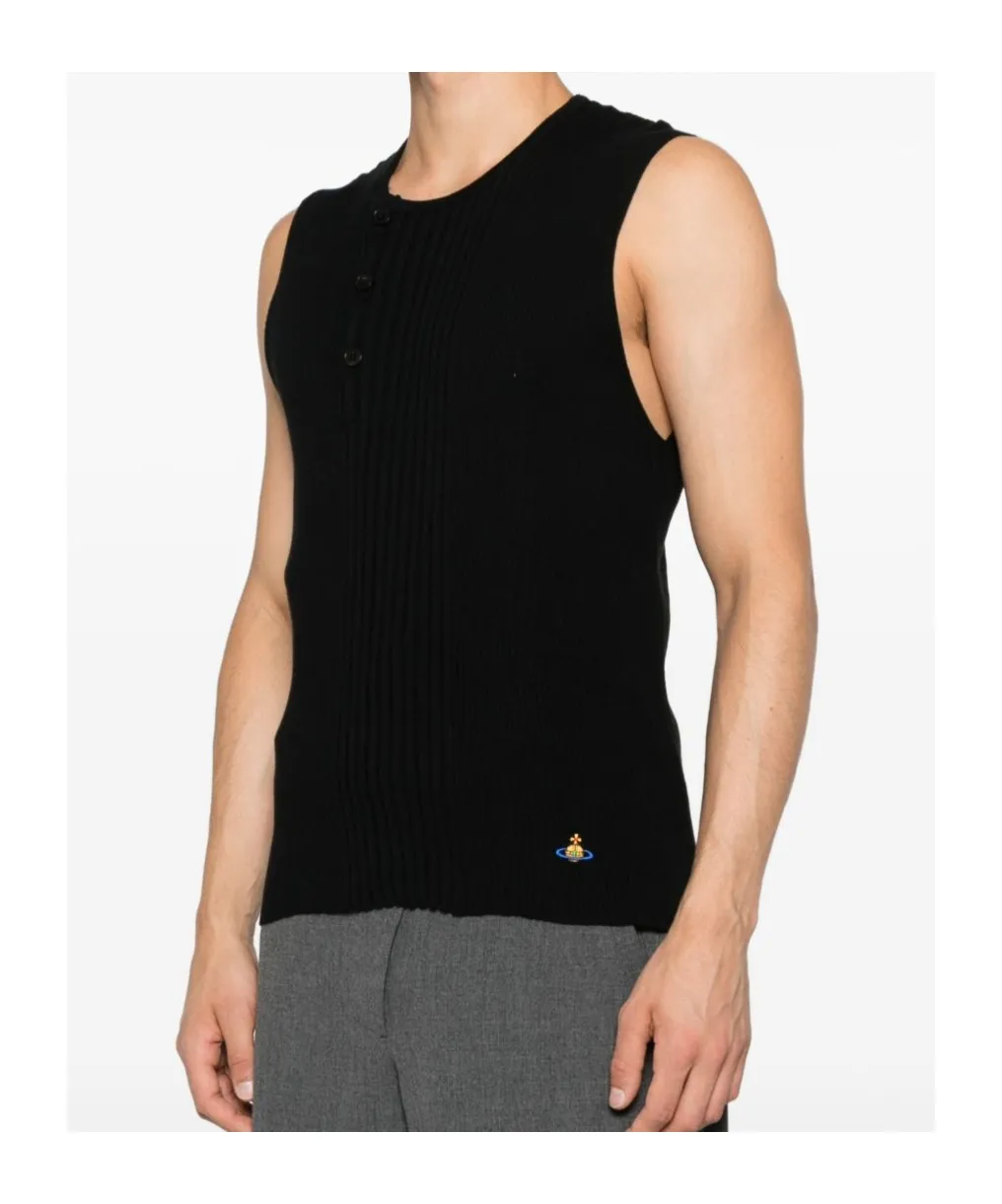 Tegan Ribbed Button-Placket Vest