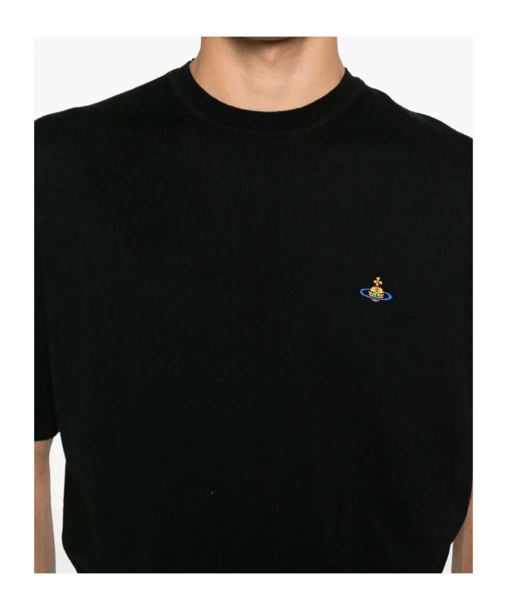 Logo-Embroidered Short-Sleeve Sweater