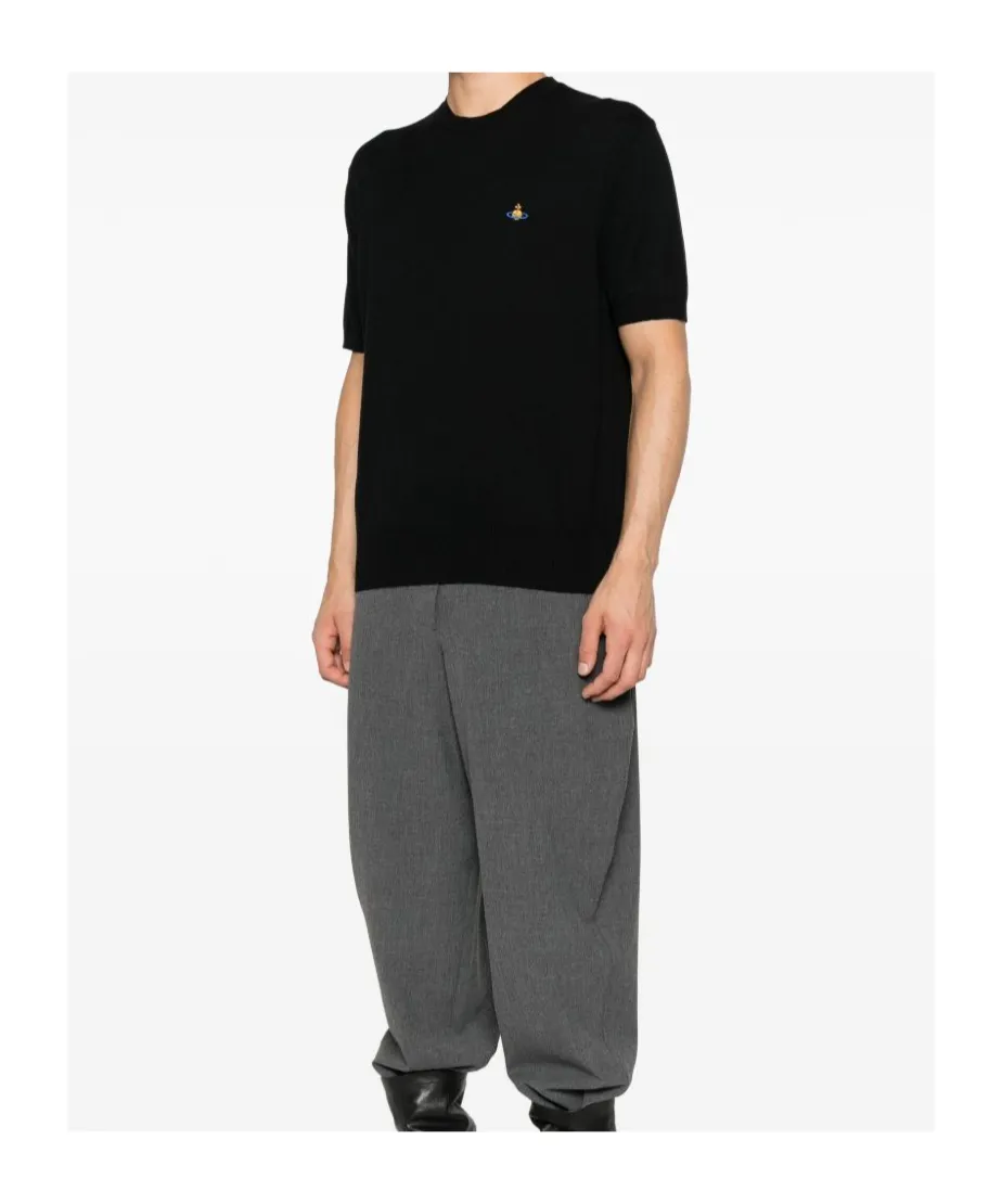 Logo-Embroidered Short-Sleeve Sweater