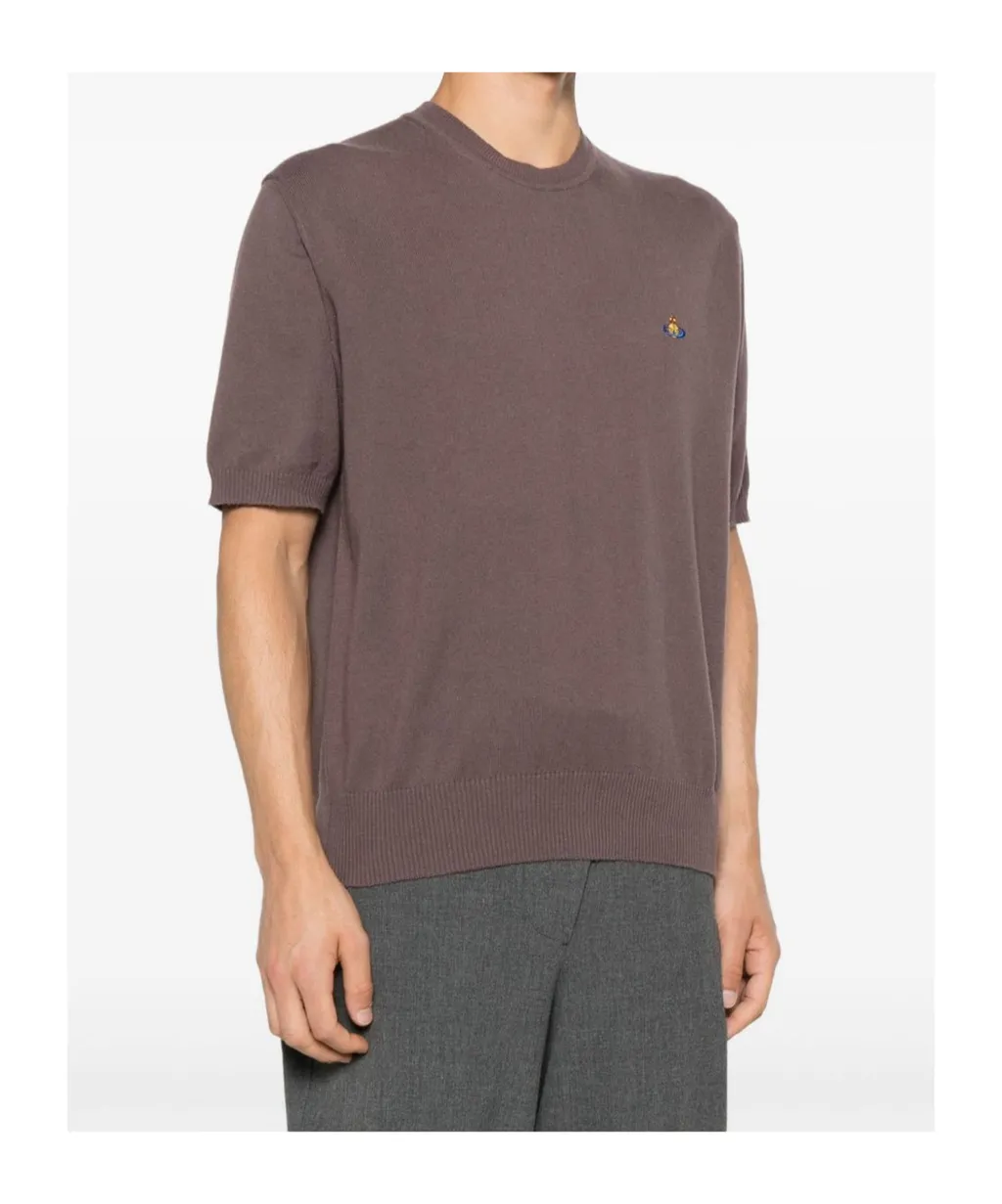 Logo-Embroidered Short-Sleeve Sweater