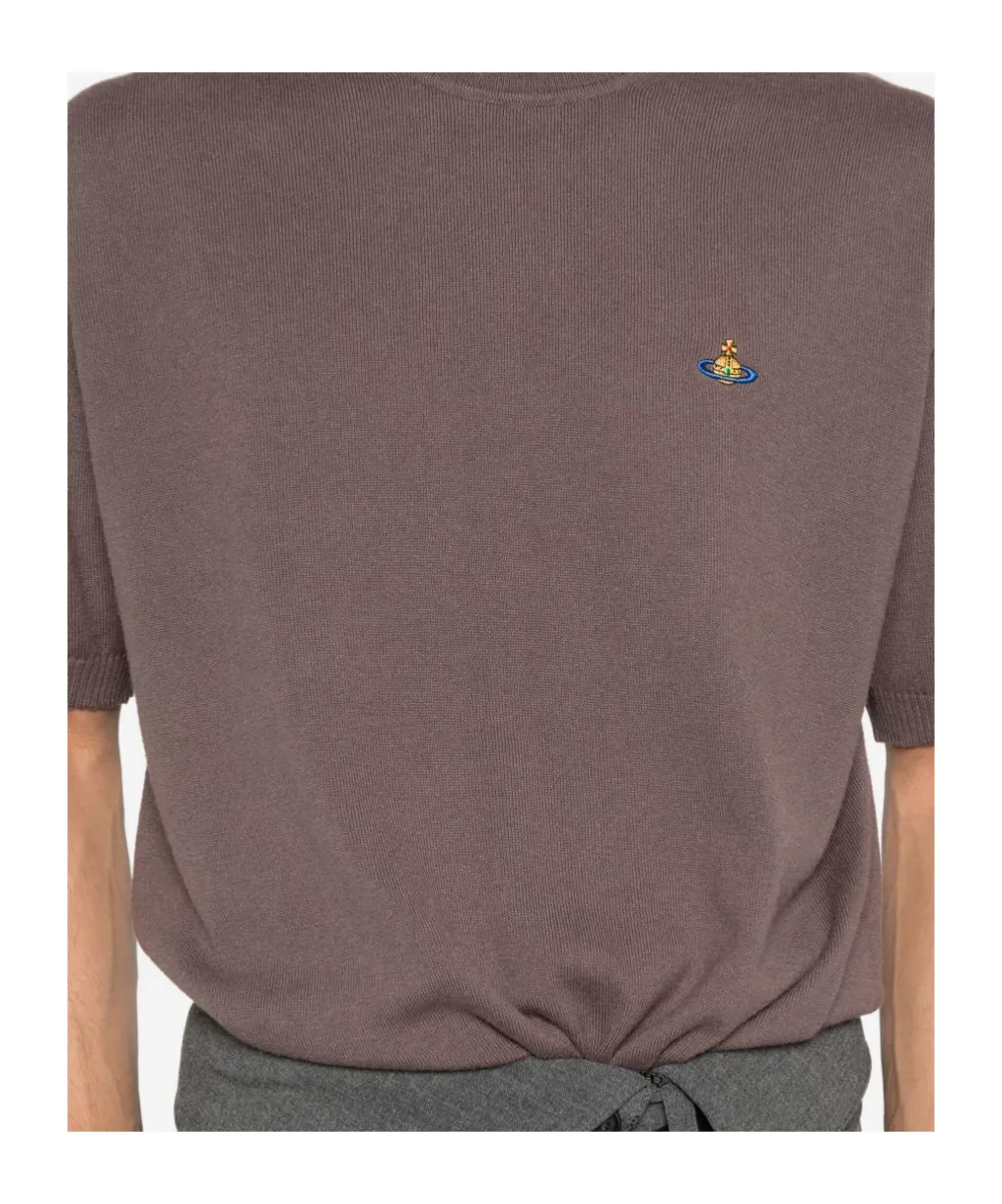 Logo-Embroidered Short-Sleeve Sweater