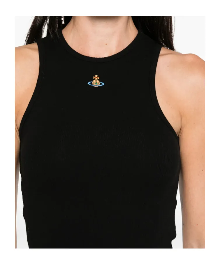 90S Orb-Embellished Ribbed Tank Top
