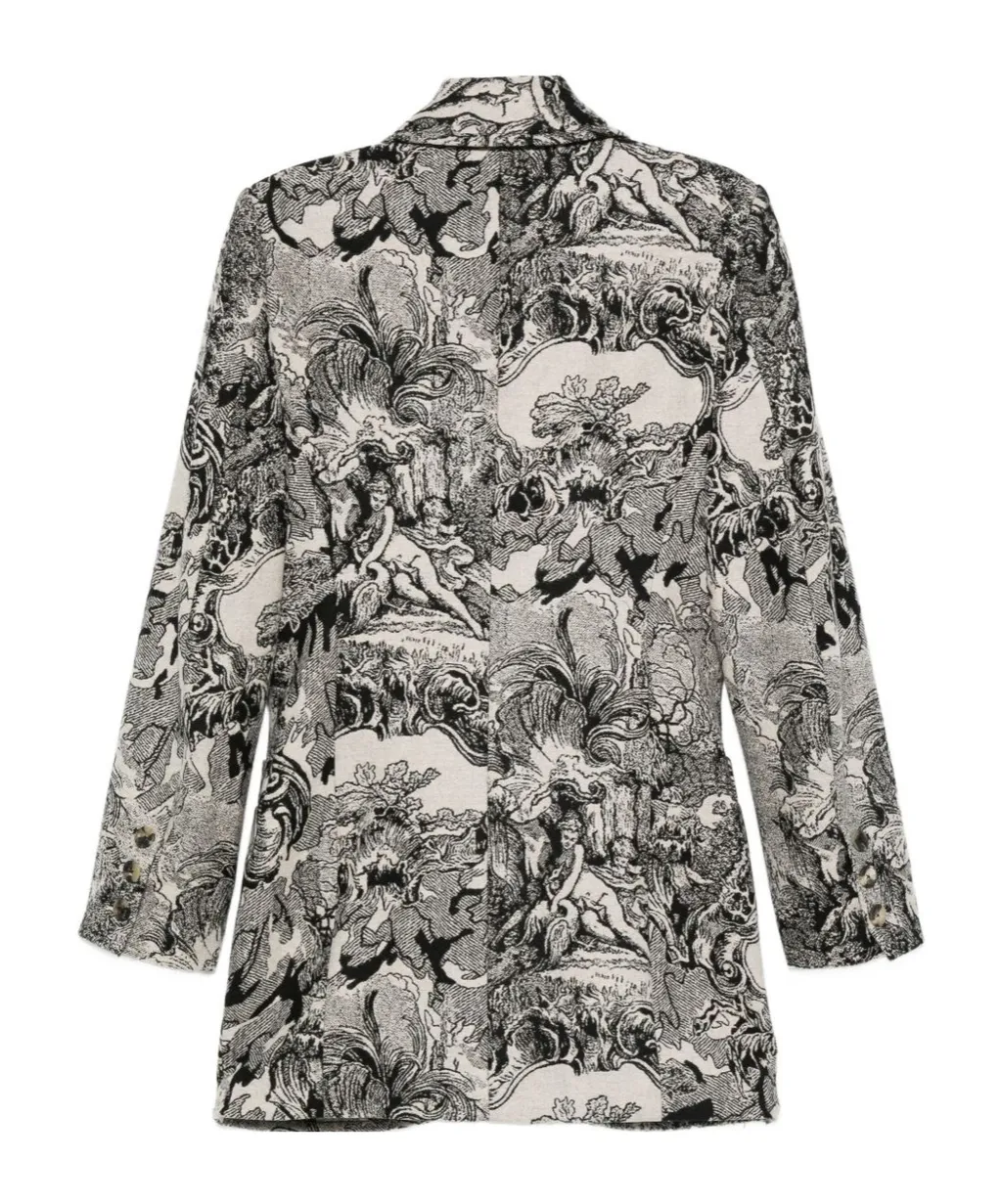 Double-Breasted Printed Coat
