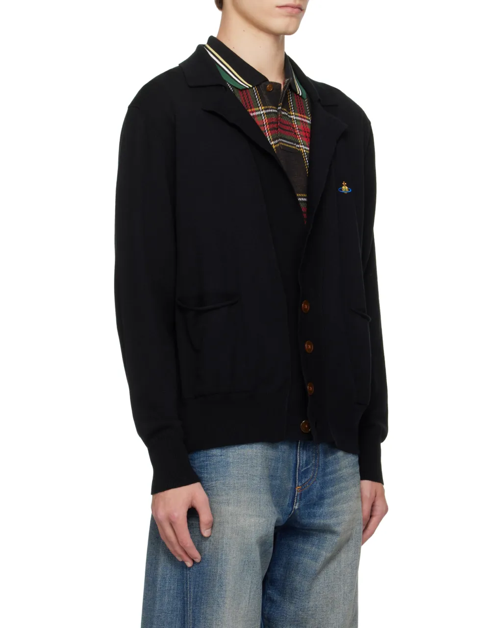 Orb-Embroidered V-Neck Cardigan
