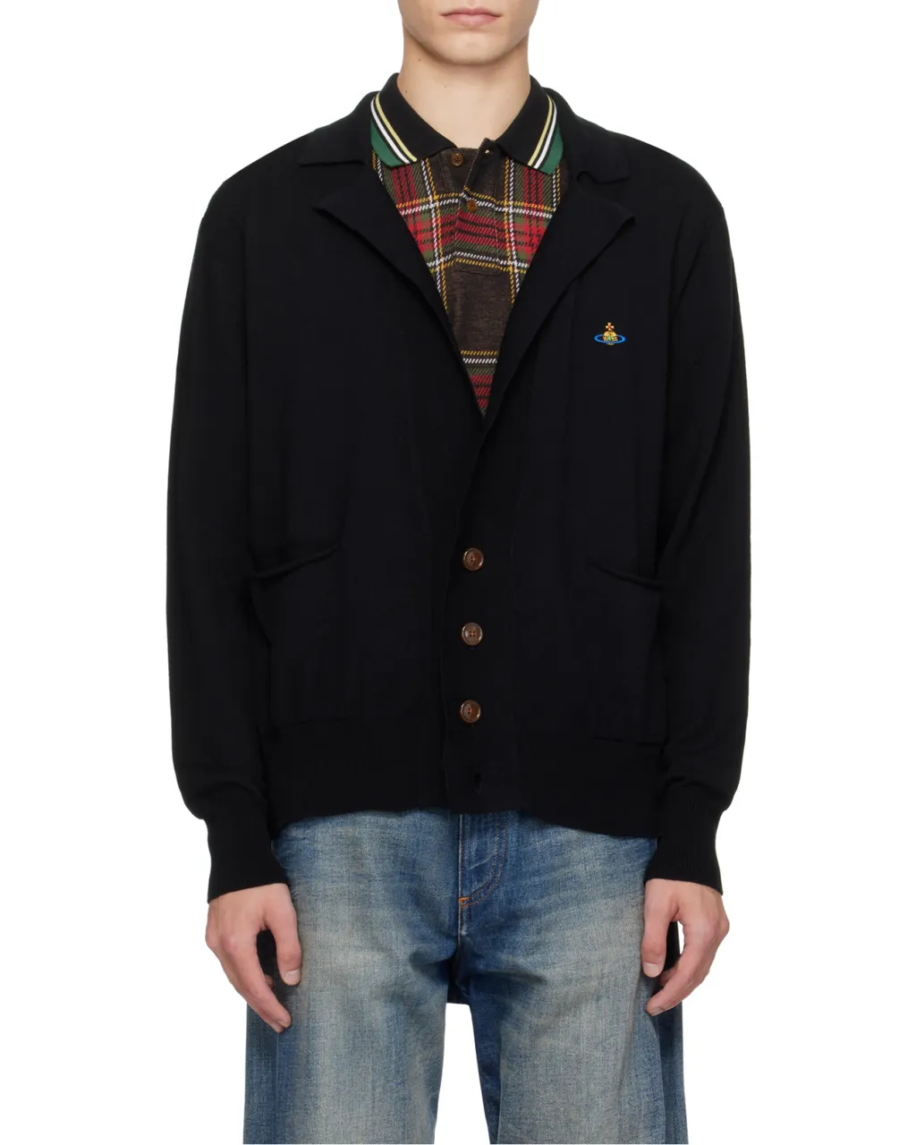 Orb-Embroidered V-Neck Cardigan